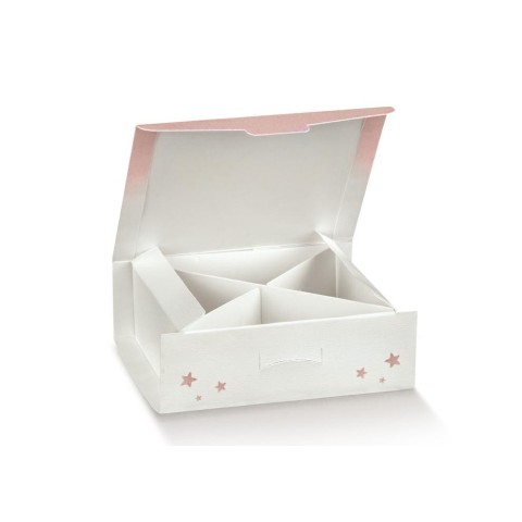 SCATOLA CARTONCINO CON DIVISORIO 100X100X40 MM. ORSETTO ROSA